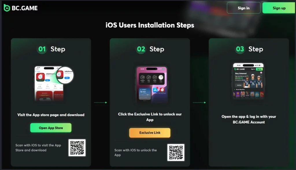 BC.Game iOS users installation steps